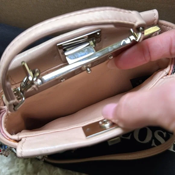 Fendi Beige Leather Micro Peekaboo Embellished Crossbody - Picture 8 of 14
